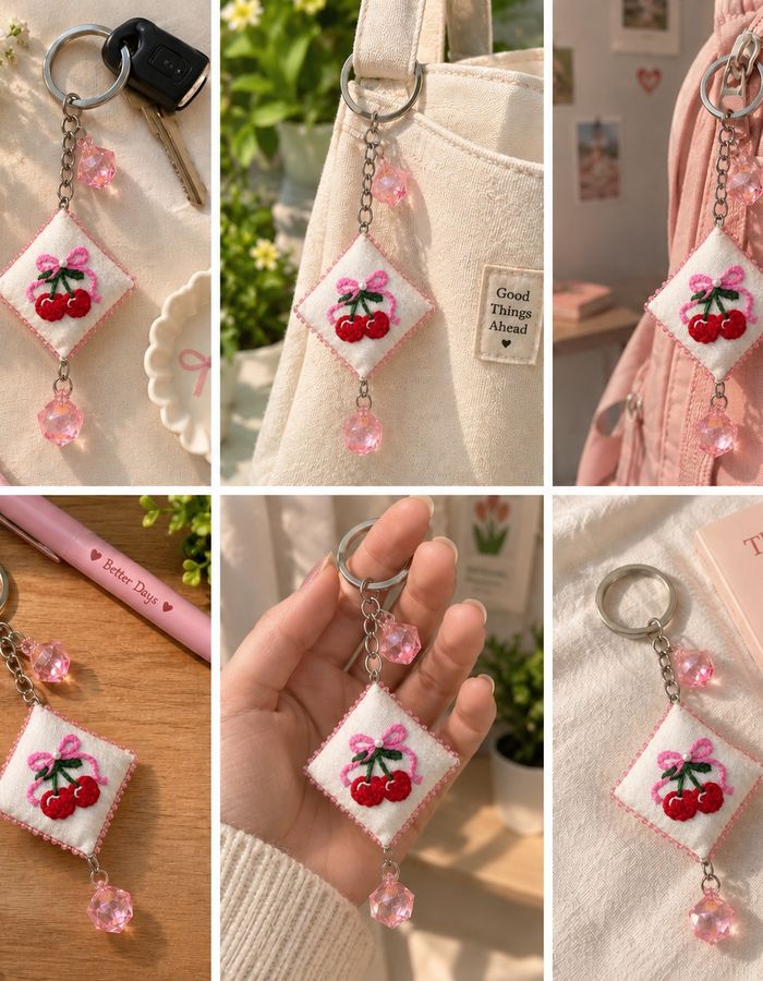 Hand-Embroidered Letter Keychain