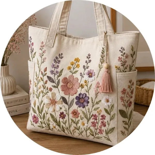 hand-embroidered tote bags for women