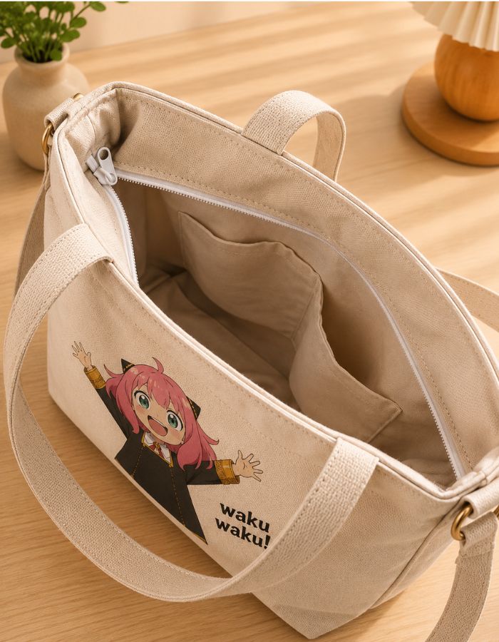 Anya Forger Anime Hand-Painted Shoulder Bag Inner Pockets