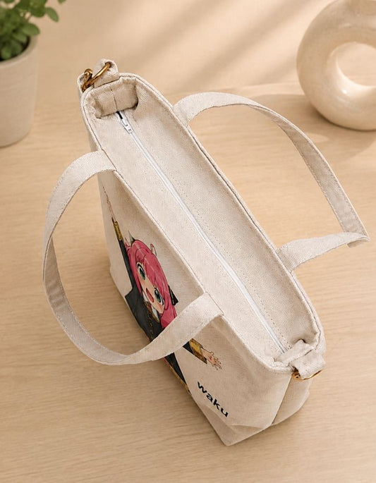 Anya Forger Anime Hand-Painted Shoulder Bag With Zipper