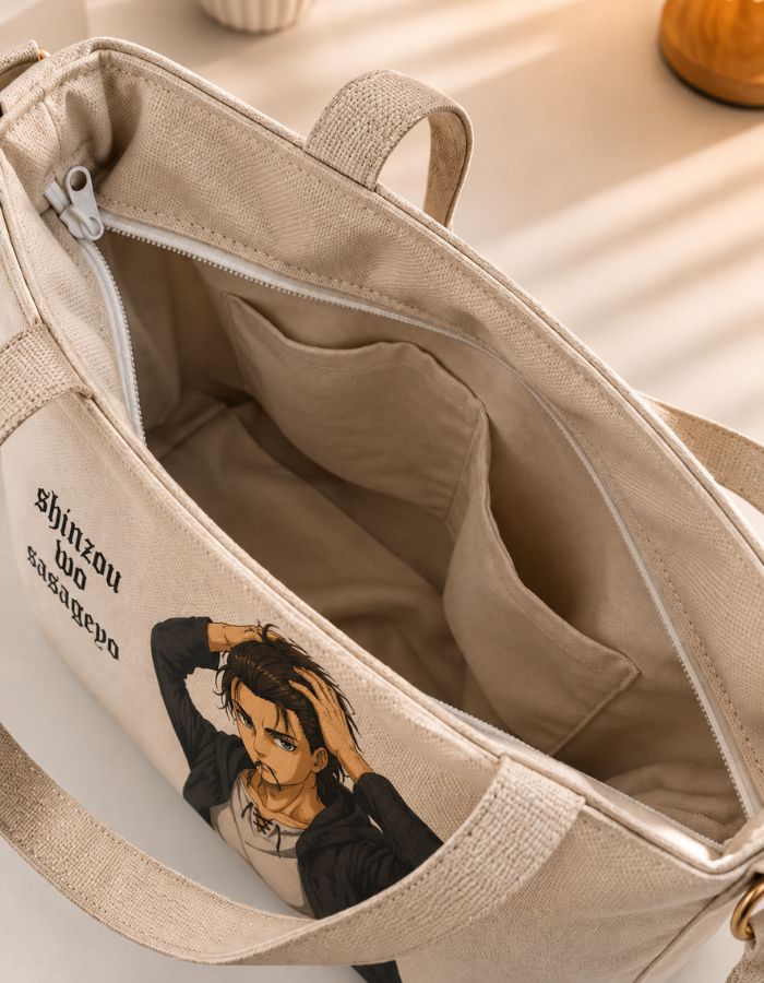 Eren Anime Hand-Painted Shoulder Bag Inner Pockets