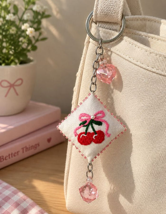 Hand-Embroidered Letter Keychain