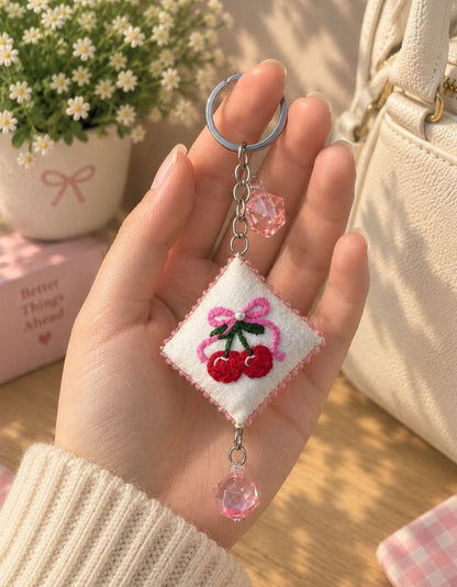 Hand-Embroidered Letter Keychain
