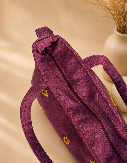 Hand-Embroidered Sunflower Shoulder Bag For Girls