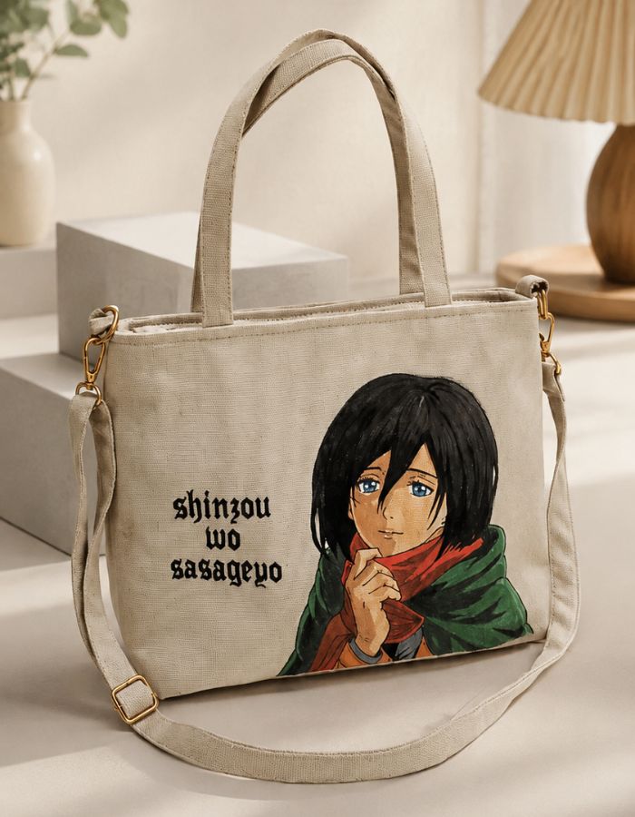 Mikasa Anime Hand-Painted Shoulder Bag