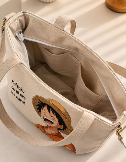 Monkey D. Luffy Anime Hand-Painted Shoulder Bag Inner Pockets