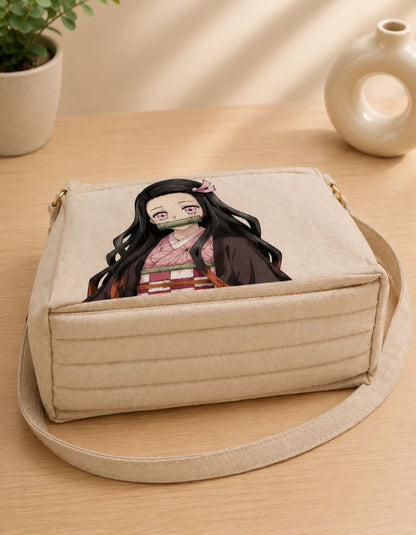 Nezuko Kamado Anime Hand-Painted Shoulder Bag Bottom