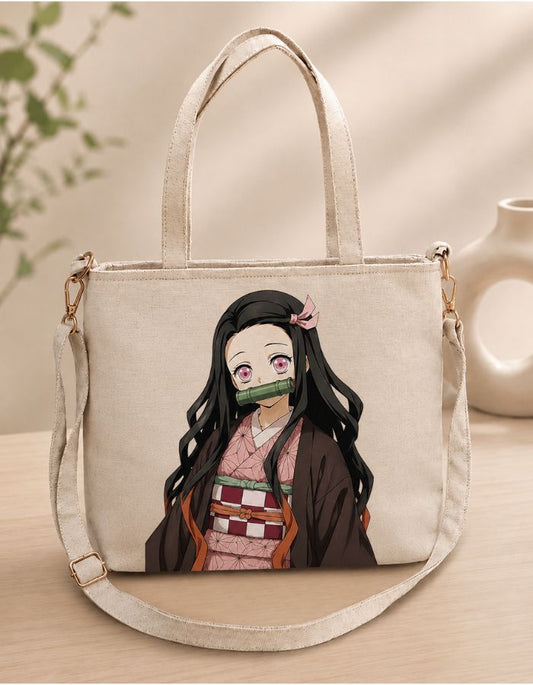 Nezuko Kamado Anime Hand Painted Shoulder Bag