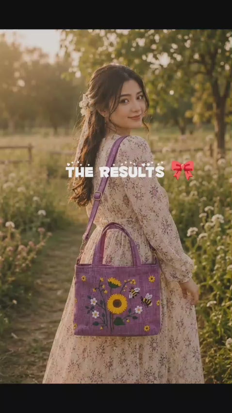 Hand-Embroidered Sunflower Shoulder Bag Video